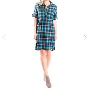 All For Color green plaid Addie tunic dress